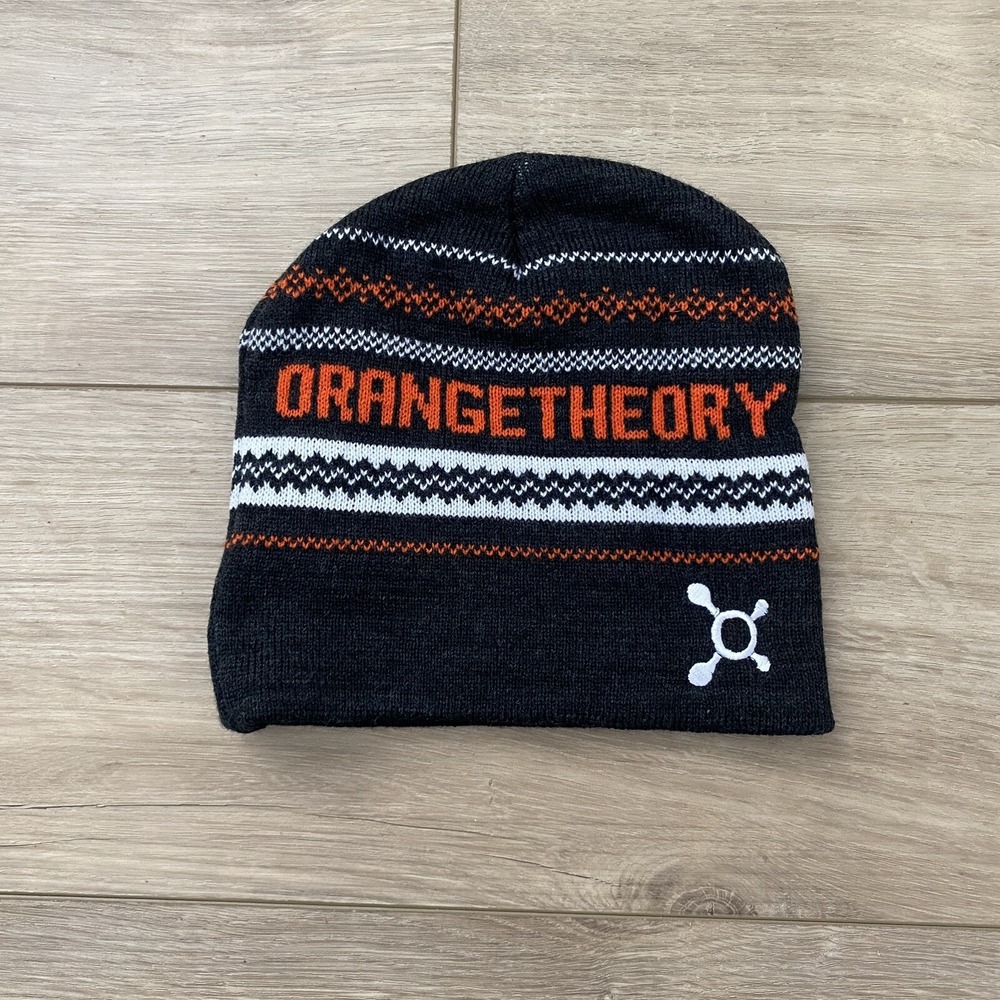 Orange Theory Winter Knitted Beanie Hat Toque OrangeTheory Fitness Charcoal Gray